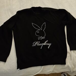PLAYBOY Black Knit Pullover Sweater, Size L
